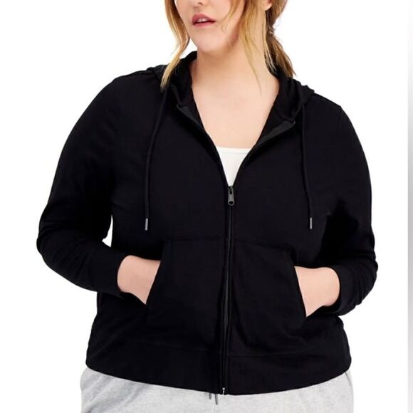 ID Ideology Women S Full Zip Hooded Jacket Sweater Size 2X Black - Picture 1 of 6